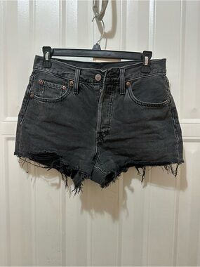 Levi's Black Frayed Cutoff Denim Shorts